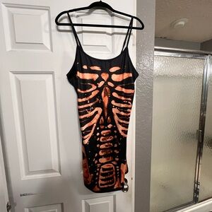 Bodycon Bleach Dye Skeleton Mini Dress